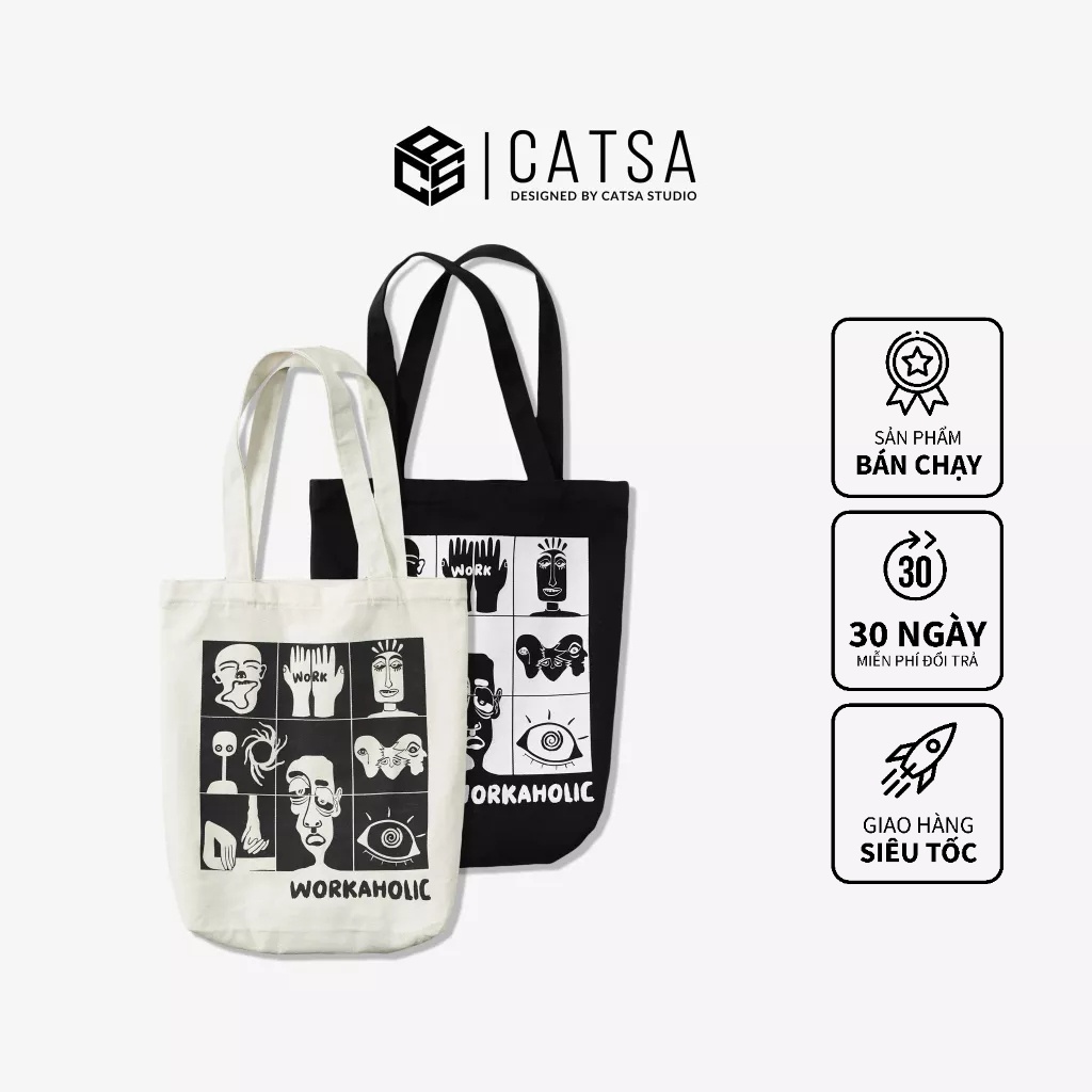 Túi tote đeo vai Tốt chất liệu canvas dày tiện lợi thời trang cho cả nam