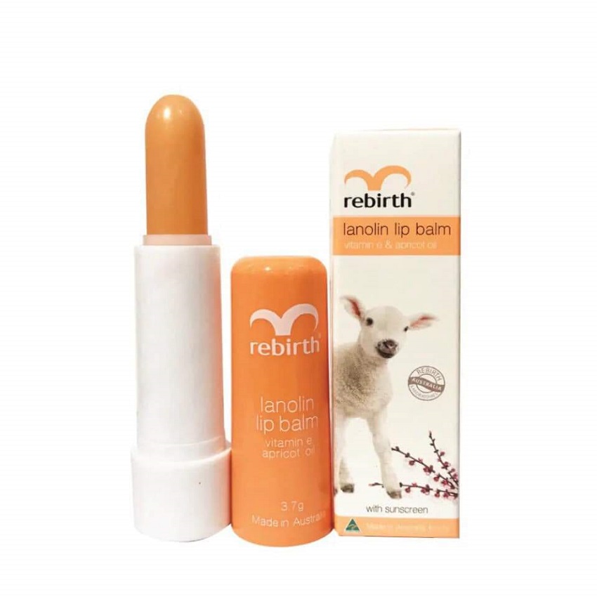Son dưỡng ẩm nhau thai cừu Rebirth nhập từ Úc giúp dưỡng ẩm, chống nắng cho môi, son không màu dùng được cho cả nam và nữ 3,7g