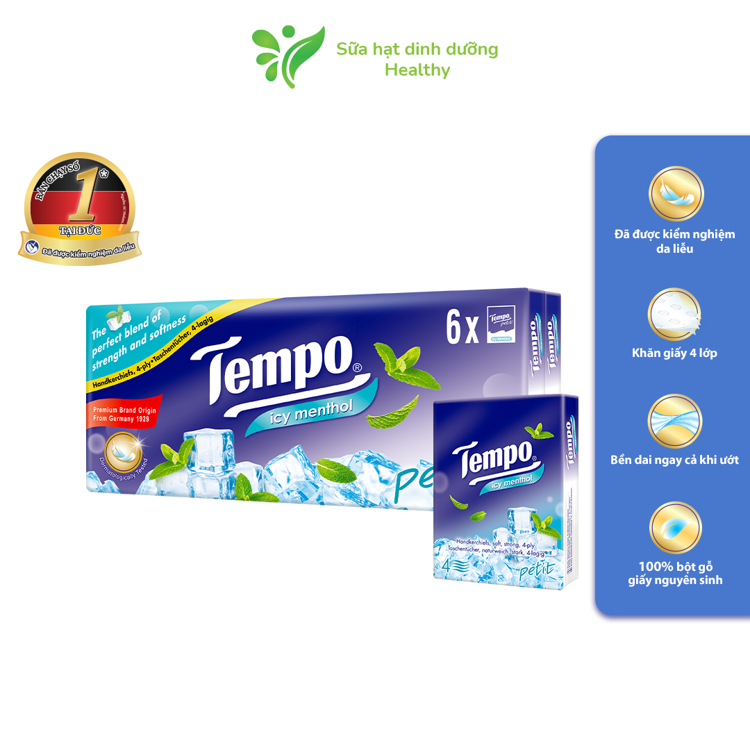 Khăn giấy bỏ túi cao cấp tempo petit hương bạc hà - thương hiệu đức