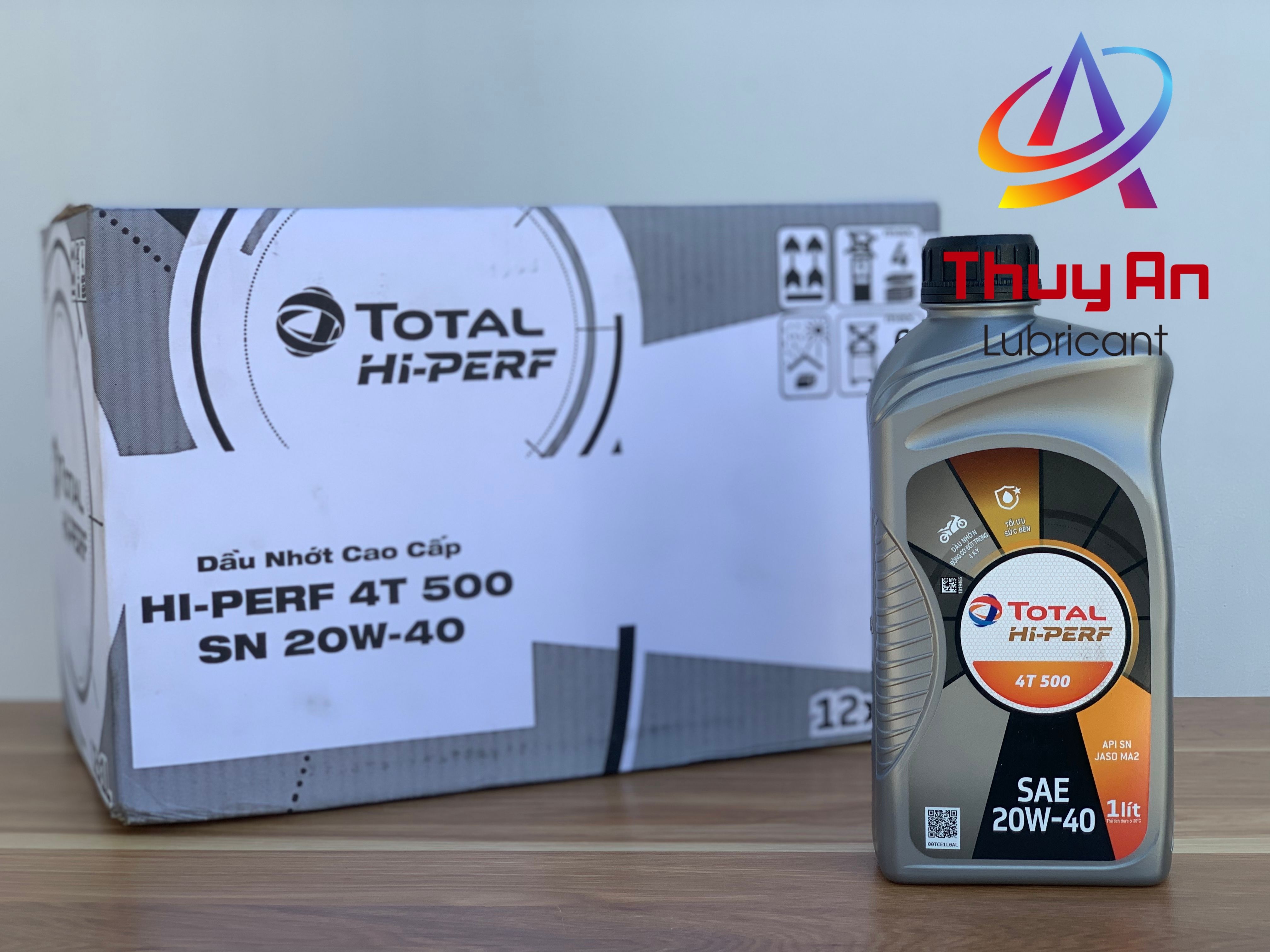 Thùng 12 chai nhớt xe số total hi-perf 4t 500 special 20w-40 1l - total chính hãng