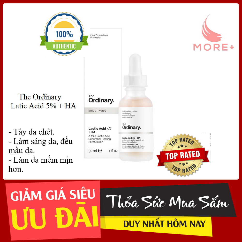 The ordinary Lactic Acid 5% + HA . Tinh chất Tẩy da chết, làm sáng da, đều mầu da, làm da mềm mịn
