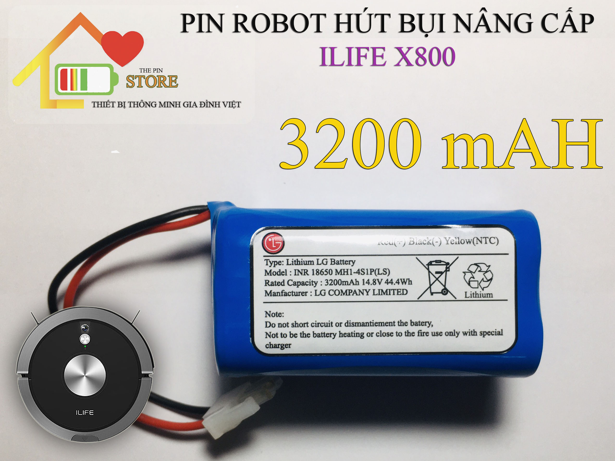 Pin robot hút bụi ilife x800