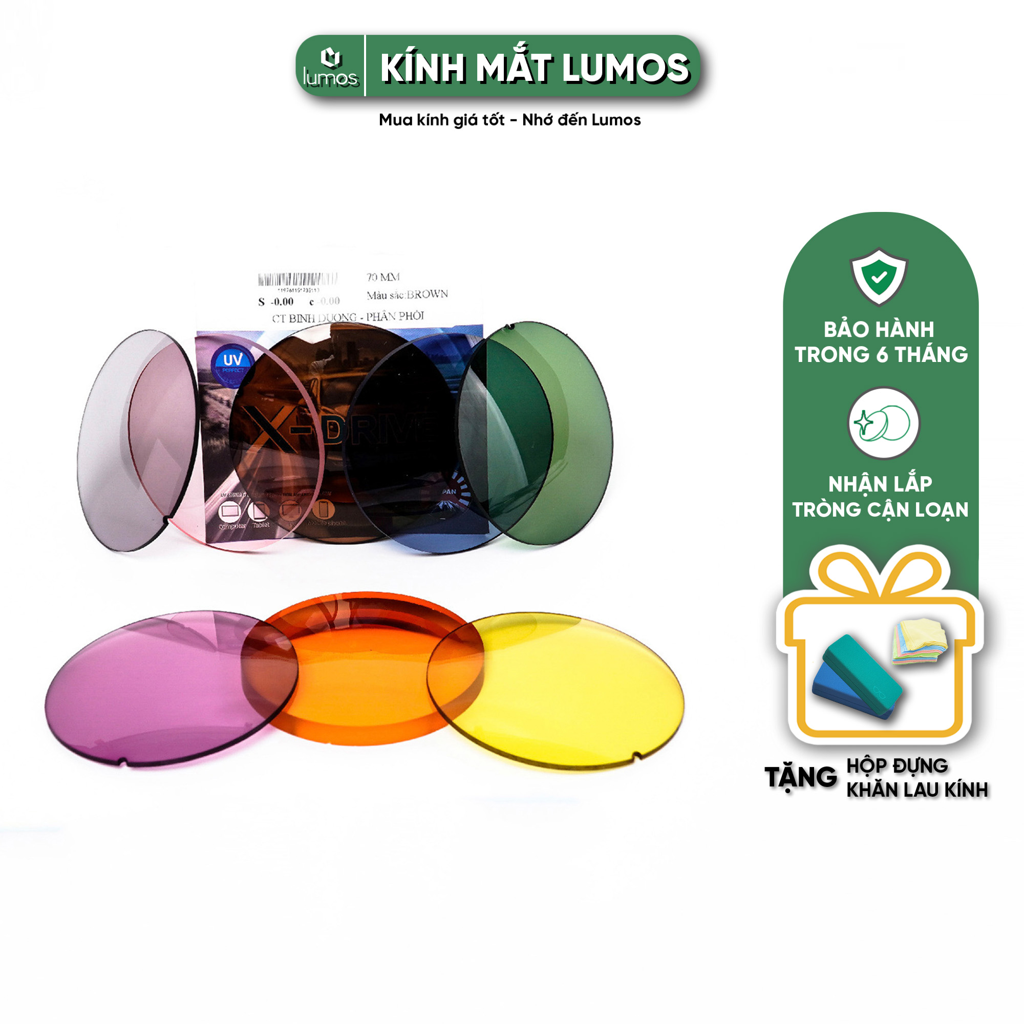 Mắt kính râm cận màu chống trầy xước, va đập tròng kính màu sắc thời trang Hottrend 2022 Lumos