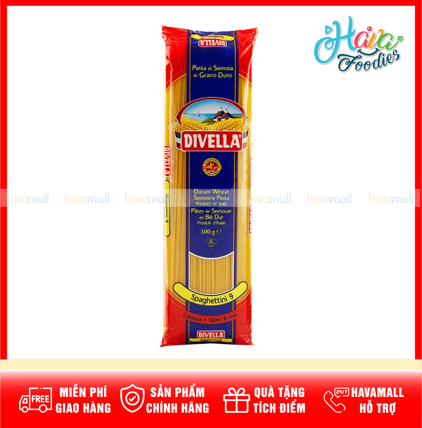 Mì Ý Sợi Mảnh Spaghettini Divella Số 9