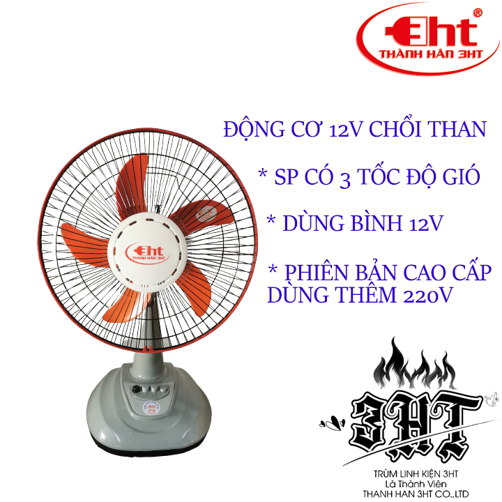 Quạt bàn b3 dùng bình 12v - ko kèm bình - 3ht
