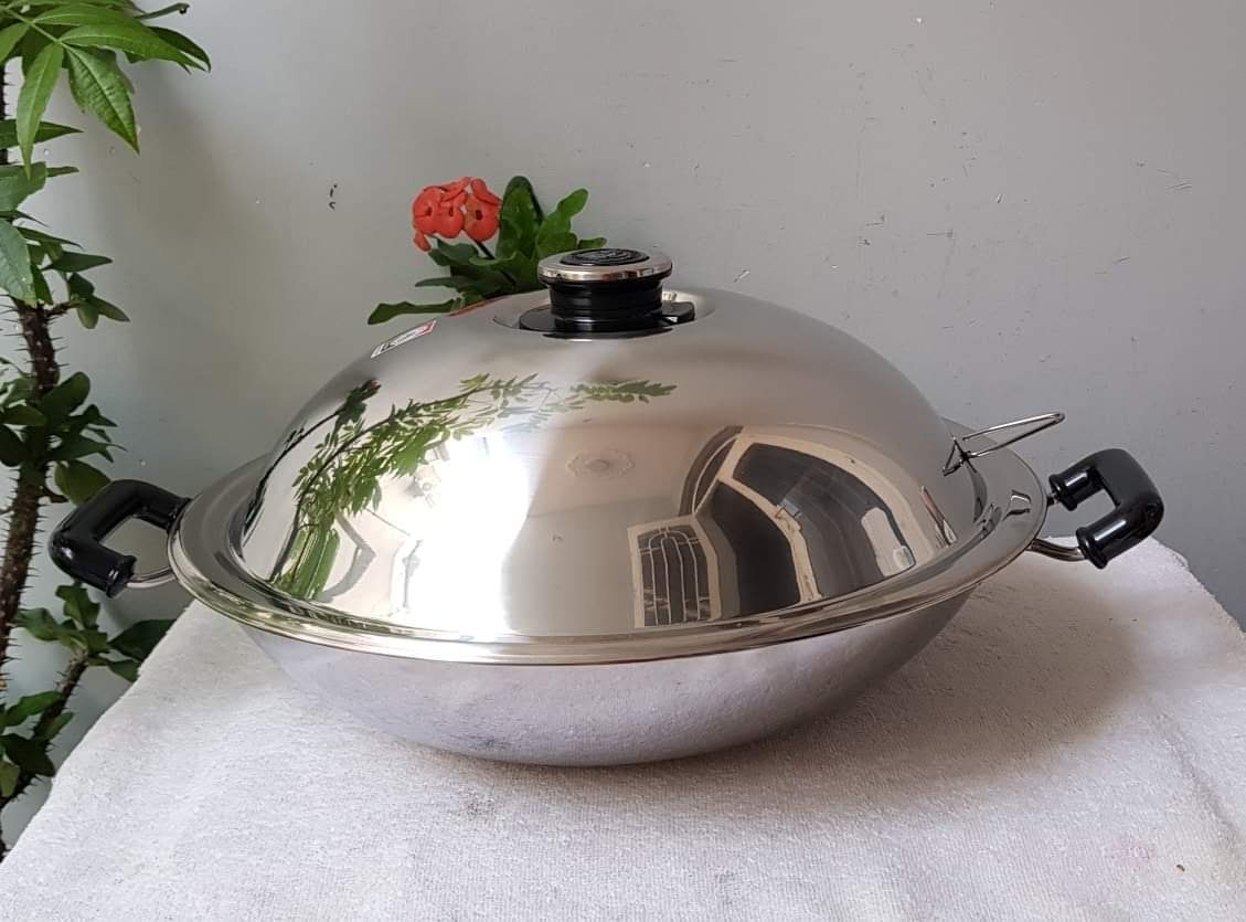 Chảo wok zebra có vĩ hấp 38cm- 176201. inox 304-nhập khẩu thái lan