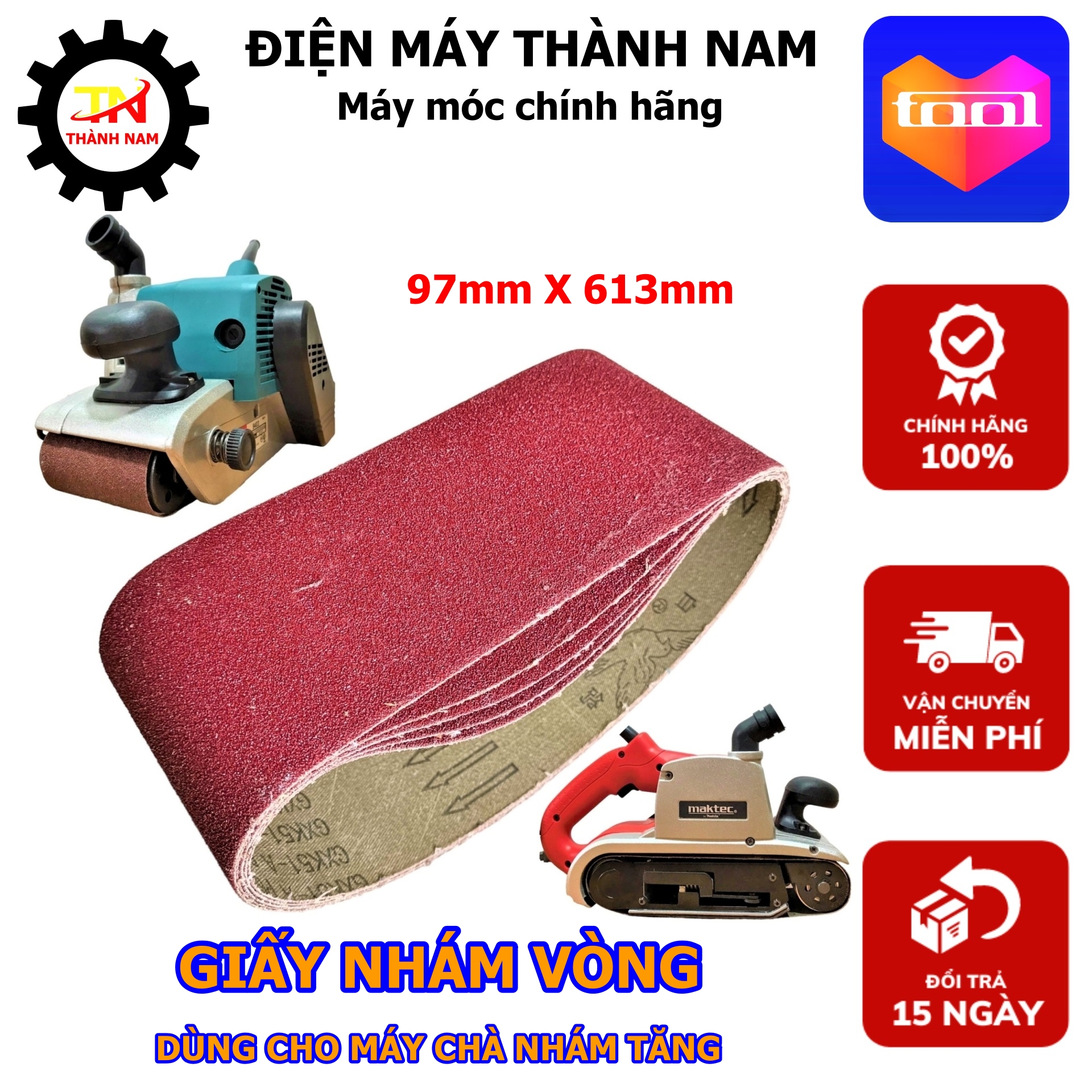 Nhám vòng xe tăng , giấy nhám tròn cho máy chà nhám băng chuyên dụng đánh bóng gỗ