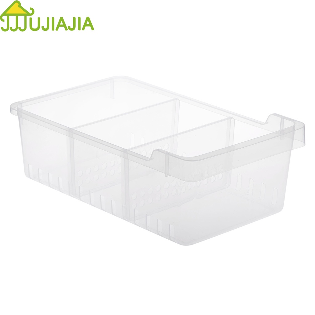 Khay đựng đồ ăn tủ lạnh jujiajia trong suốt có tấm ngăn tiện lợi cho nhà bếp