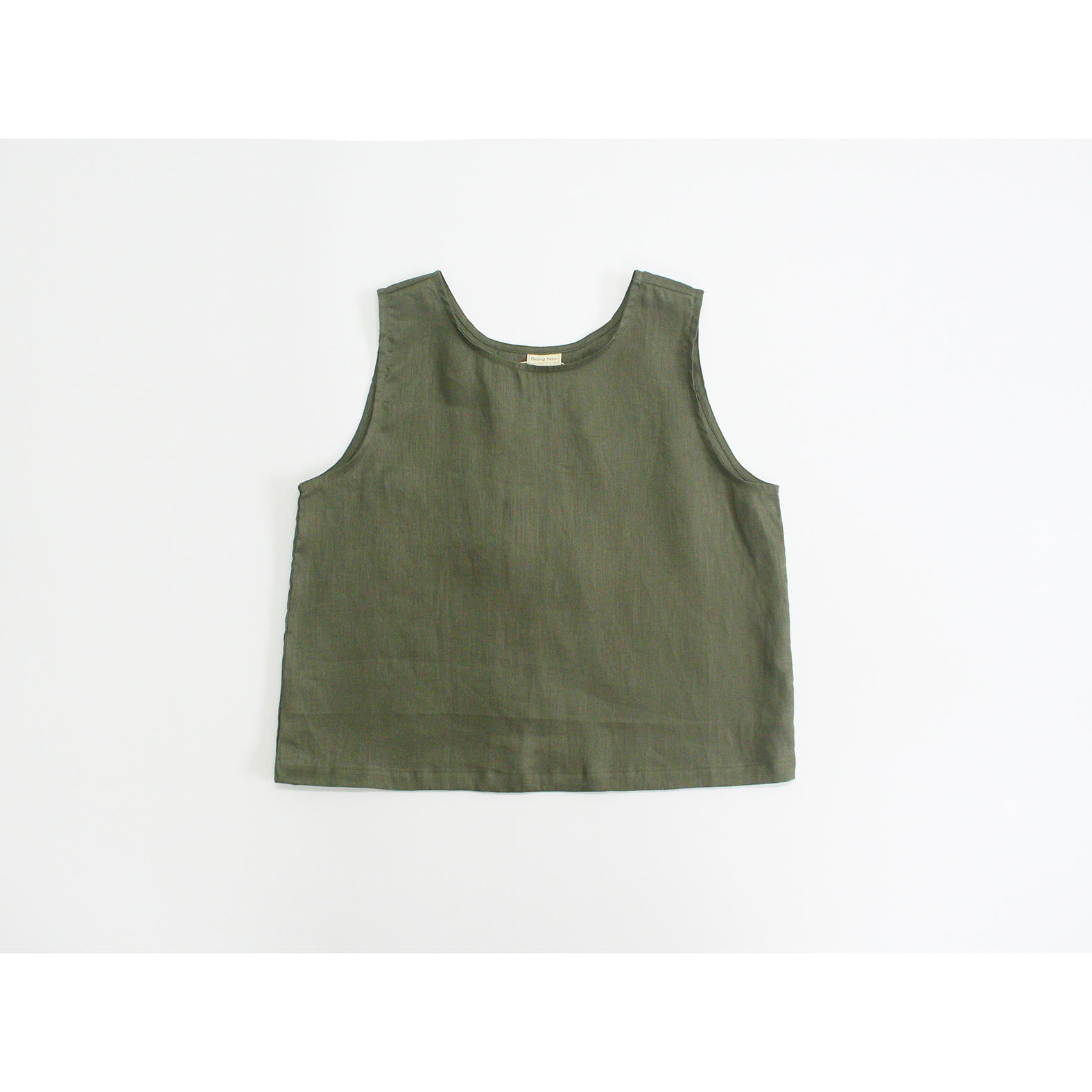 Áo linen không tay vạt lưng đắp chéo nút gỗ - kosho top - by tháng năm