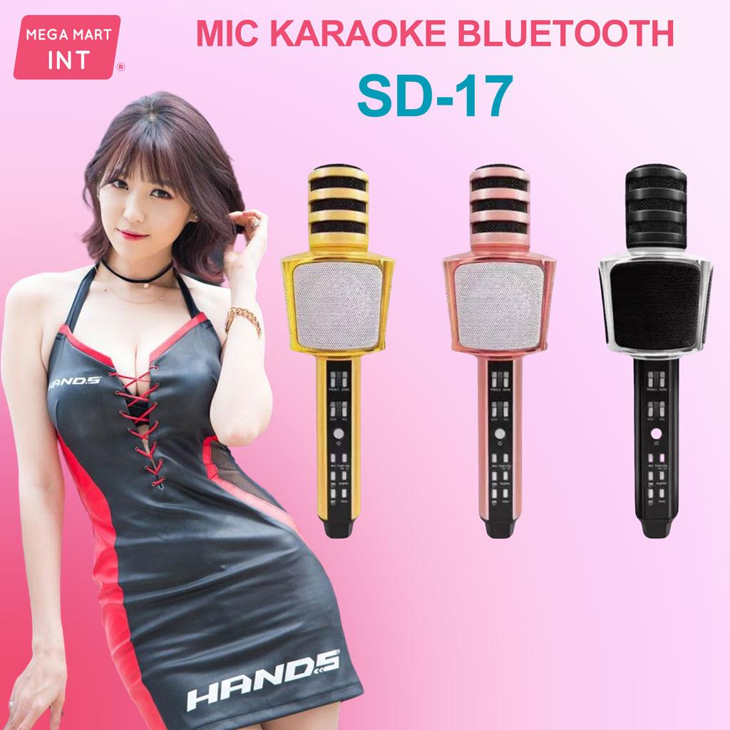 Mic Hát Karaoke Bluetooth Không Dây SD-17 - Kèm Loa- Âm vang - Ấm - Tặng 1 dây sạc nhanh 25K - mic hát karaoke cầm tay mini - micro hát trên xe hơi - mic hát karaoke hay nhất hiện nay. Bảo Hành 1 đổi 1 bởi International Mega Mart.