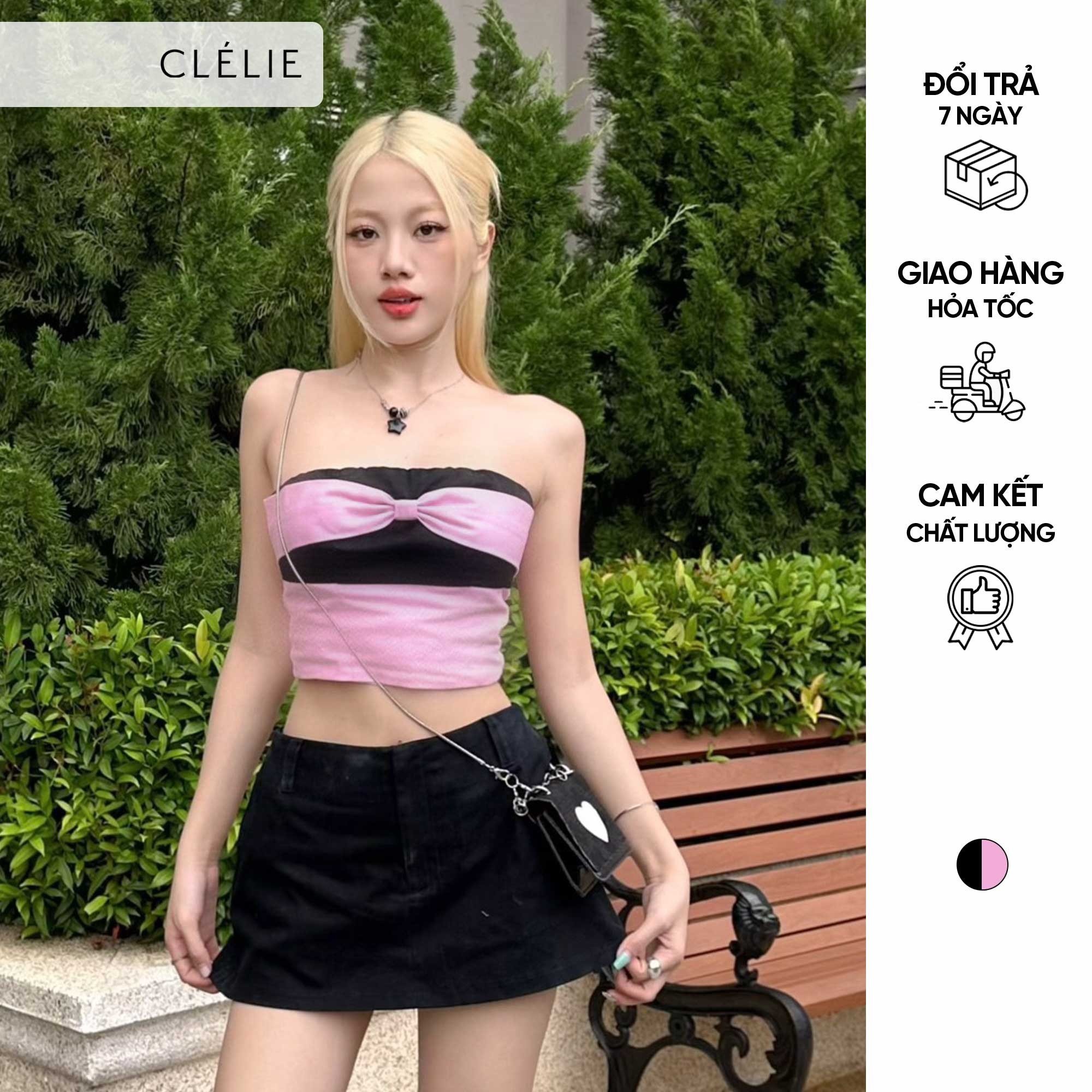 Áo ống thiết kế phối nơ | blackpink top - clélie