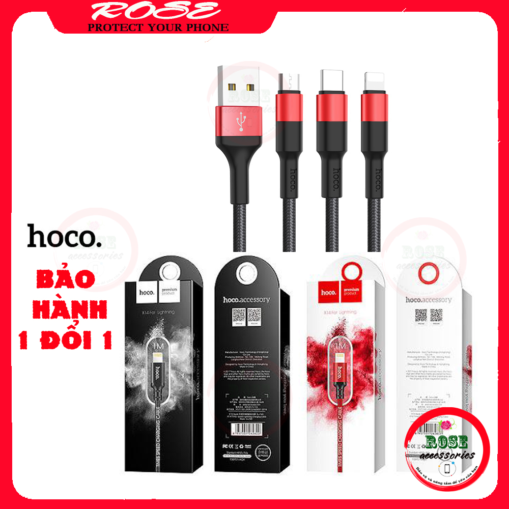 Cáp sạc hoco X14 - dành cho ip Samsung Oppo Xiaomi Vivo và các dòng khác -  Lightning, Micro , Type C