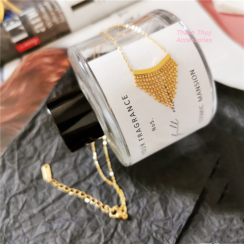 Dây chuyền titan mạ vàng 18k tua rua phiên bản Hàn Quốc