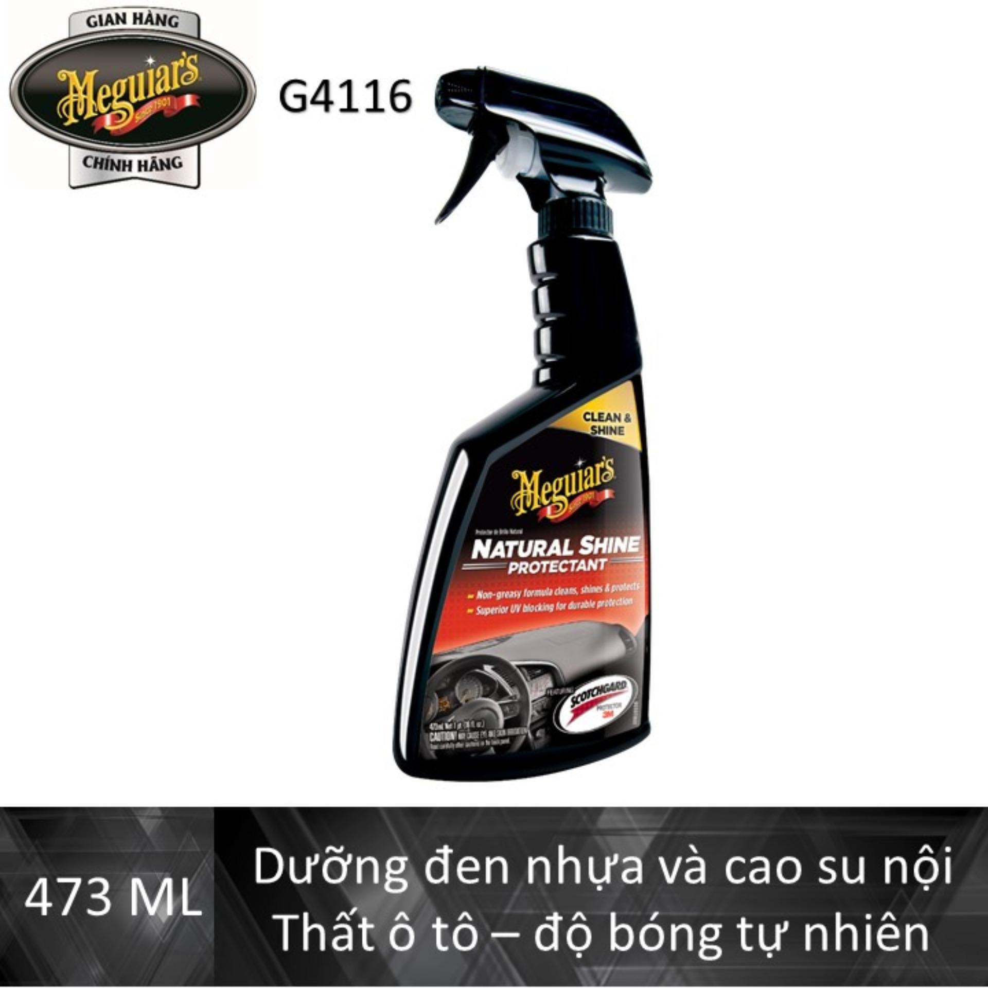 Meguiar's Dưỡng đen nhựa, cao su nội thất - độ bóng tự nhiên - Natural Shine Vinyl & Rubber Protectant - G4116, 473 ml