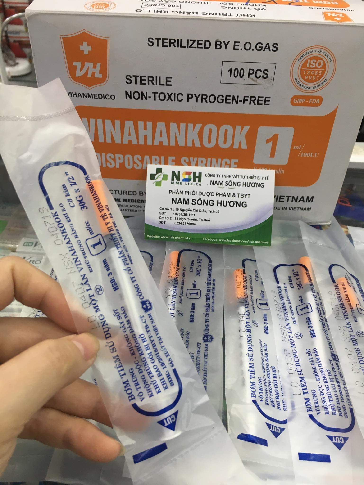 Hộp 100 CÂY BƠM KIM TIÊM insulin BƠM KIM TIỂU ĐƯỜNG INSULIN 1CC 1ML (30G) VINAHANKOOK