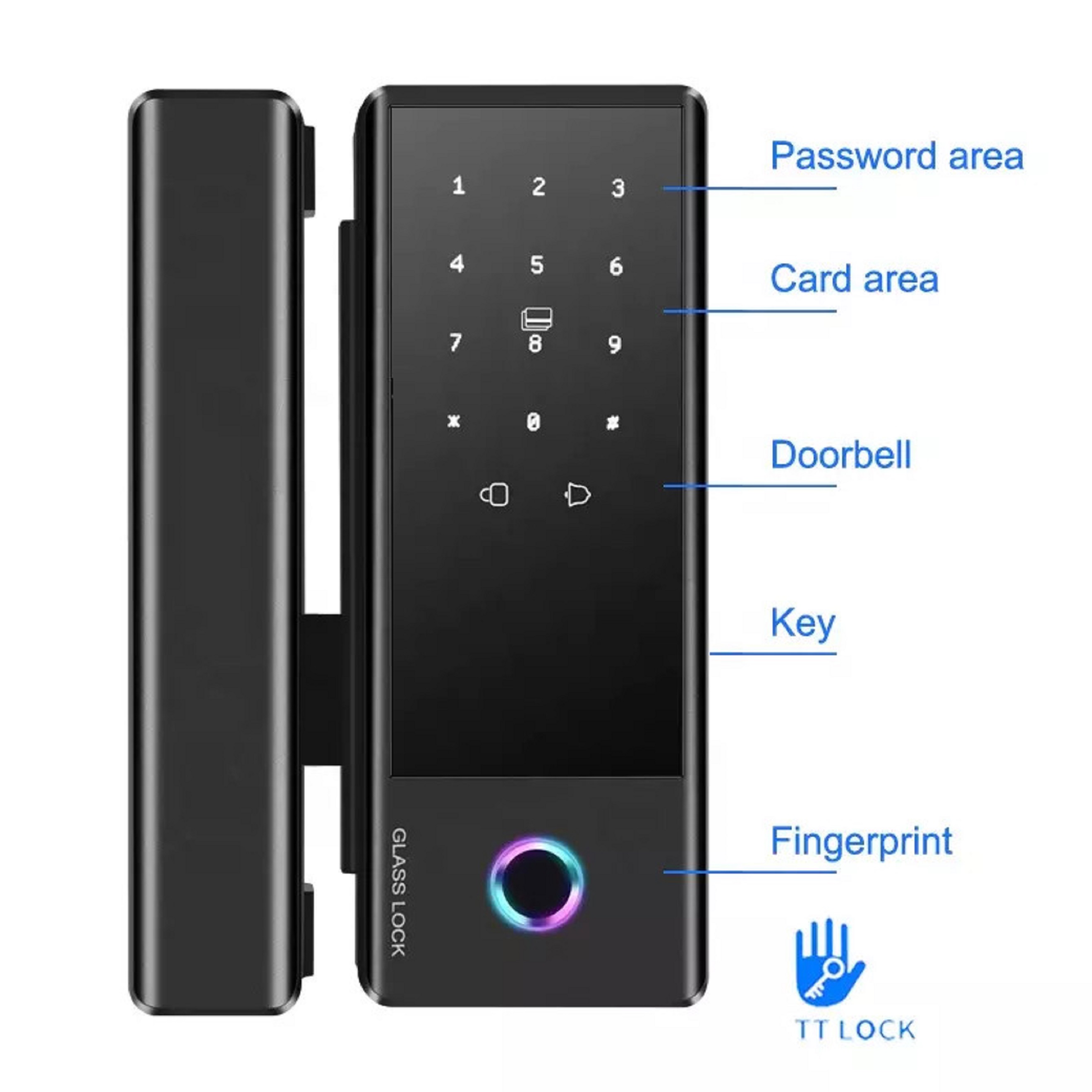 Khóa vân tay cao cấp KCS1 App TTLOCK cho cửa kính loại có chìa cơ