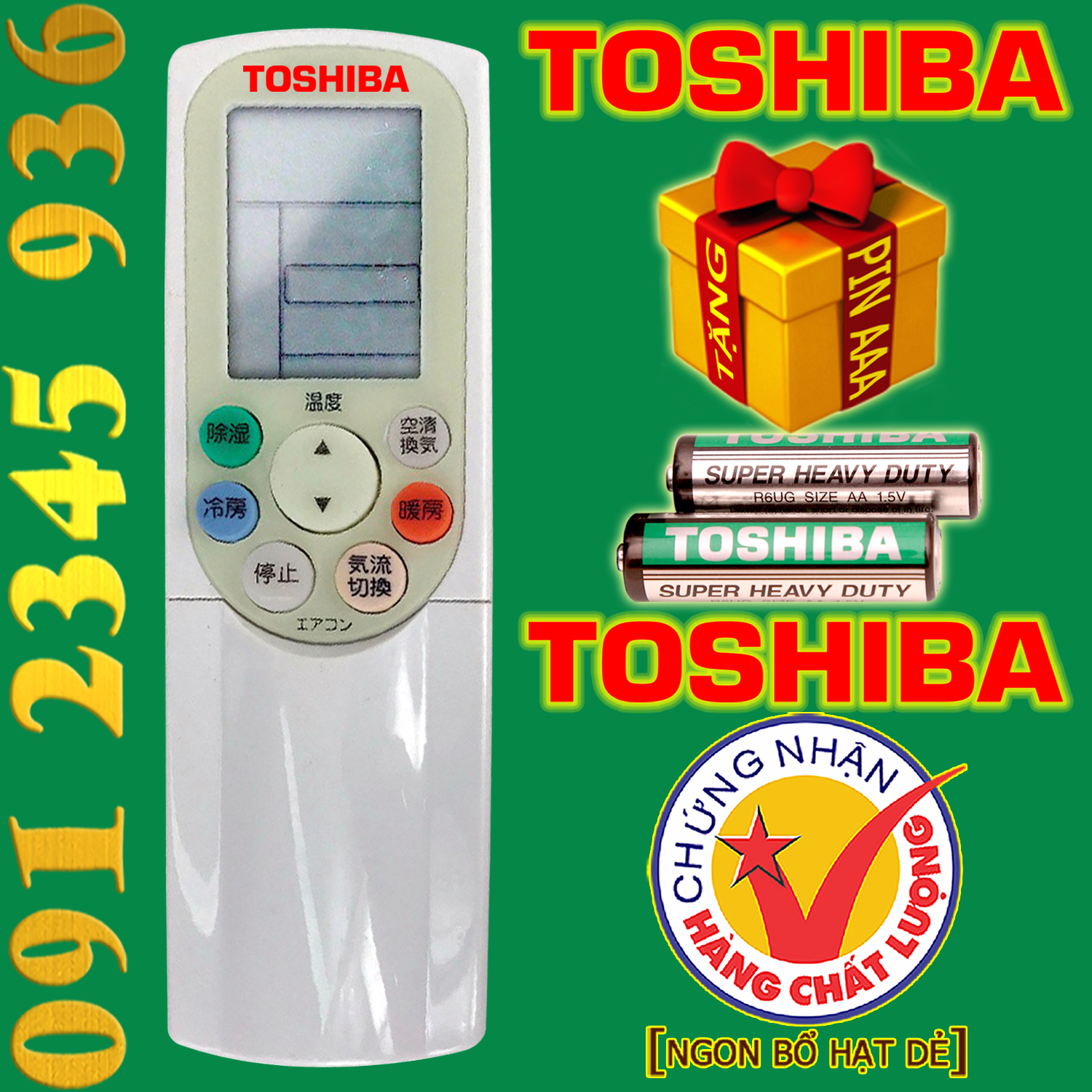 Điều khiển TOSHIBA ''NỘI ĐỊA" [HÀNG ĐẸP] cho điều hòa. (Mẫu số 7)