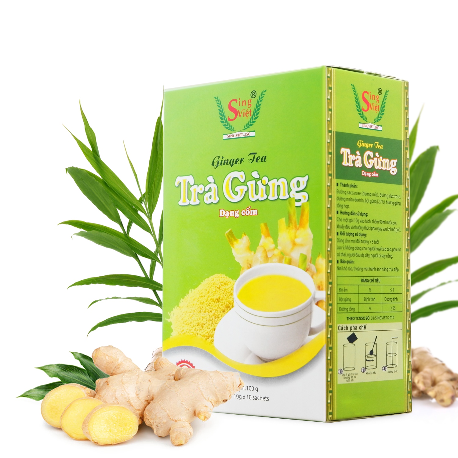 Trà gừng hòa tan, hộp 100gram, làm ấm cơ thể, nguyên liệu gần gũi thiên nhiên
