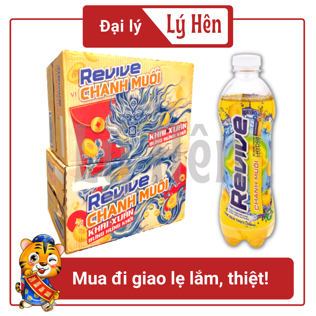 Thùng 24 Chai Nước Uống Giải Khát Bù Khoáng Isotonic Revive Chanh Muối Bao Bì Xuân Chai Nhựa PEP 390ml Date Luôn Mới