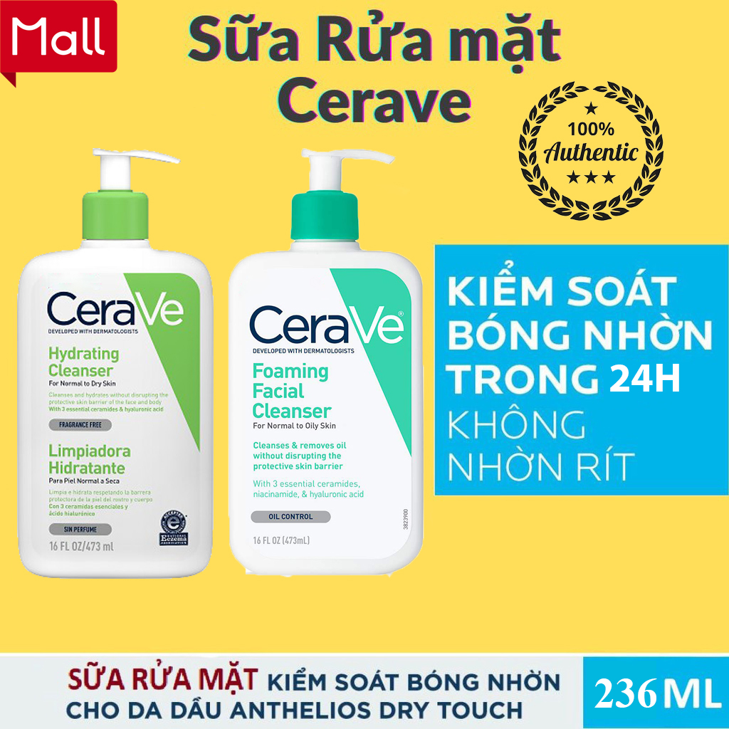 [BẢN MỸ - 236ml] Sữa Rửa Mặt CeraVe Sạch Sâu Cho Mọi Da Từ Thường Đến Da Dầu 236ml Foaming Cleanser