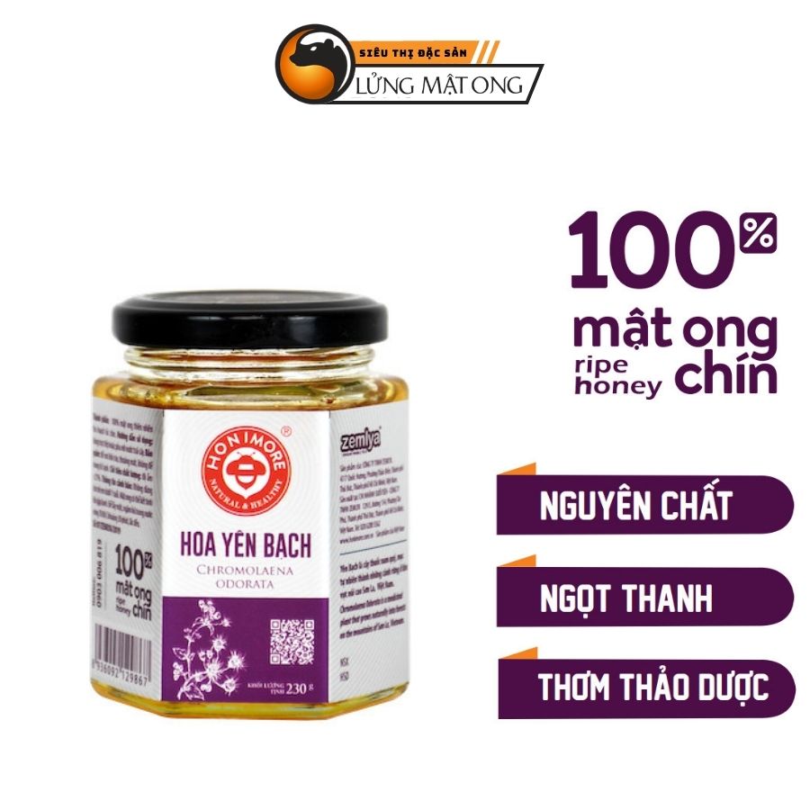 Mật ong chín Honimore Hoa Yên Bạch hũ 230g -Mật ong rừng nguyên chất giúp tăng cường sức đề kháng, hỗ trợ cải thiện ho, khàn tiếng, đau dạ dày, bồi bổ sức khỏe - Date mới nhất - Hàng chính hãng từ công ty - Tốt cho sức khoẻ