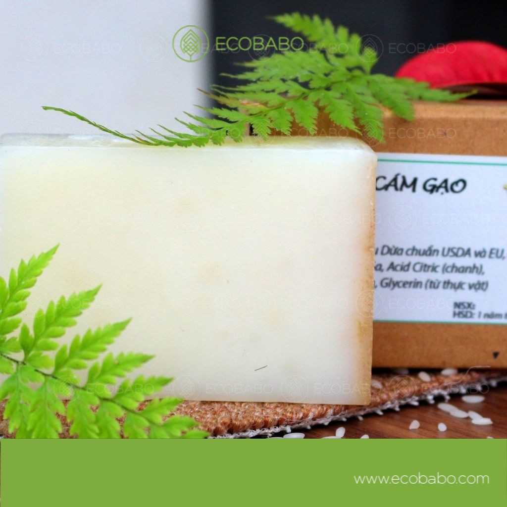 Xà bông cám gạo trắng da tự nhiên không hóa chất Tuyệt phẩm thiên nhiên - Ecobabo