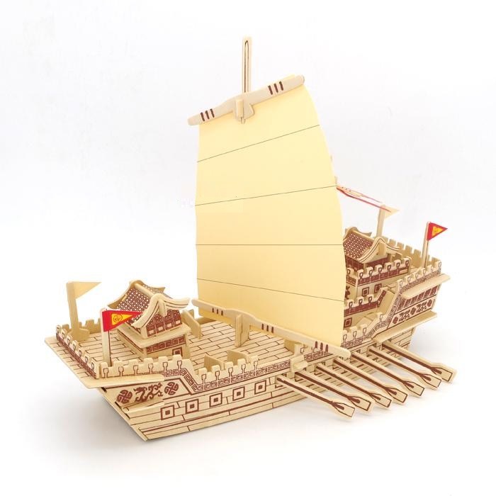 Đồ chơi lắp ráp gỗ 3d mô hình thuyền mái chèo aw-023