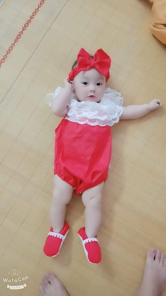 Body ren bé gái- set body+giày+ turban