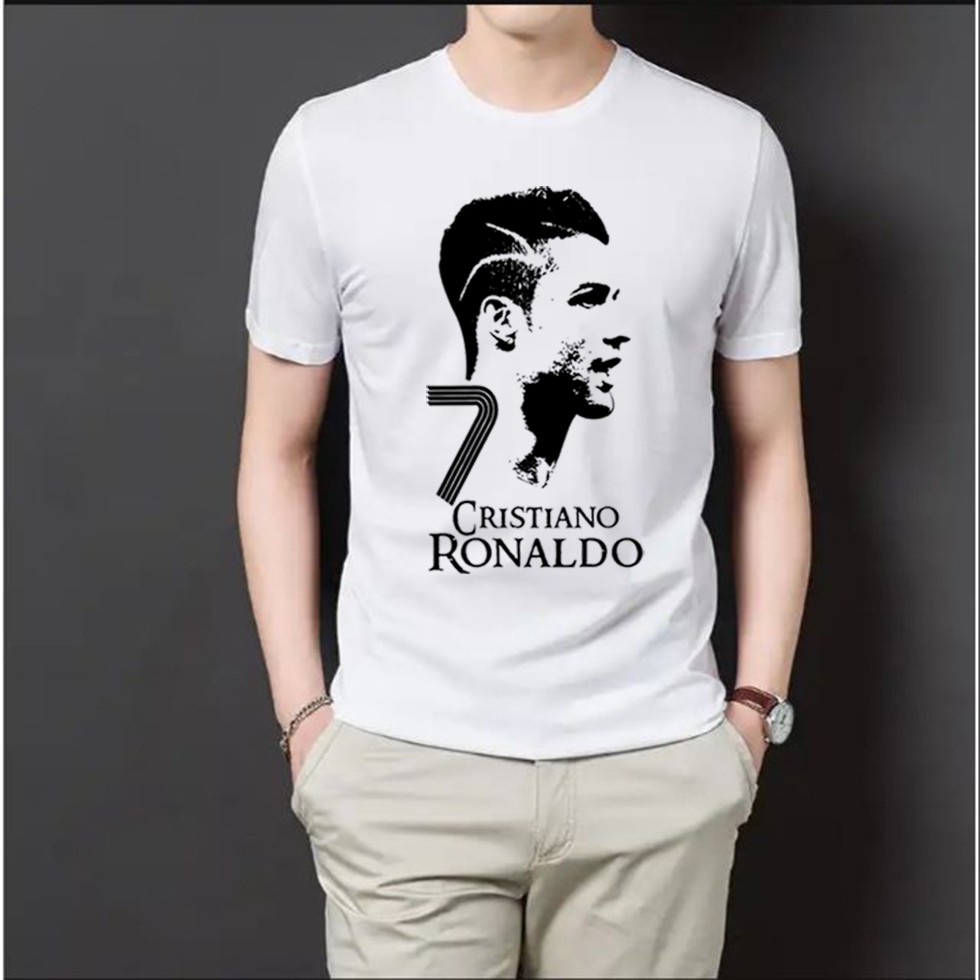 Áo Thun Ronaldo Màu Trắng Mẫu Số 7 Chất Vải Mềm Mịn Co Giãn Nhẹ - Áo Phông Nam Nữ CR7 - The HT Fashion