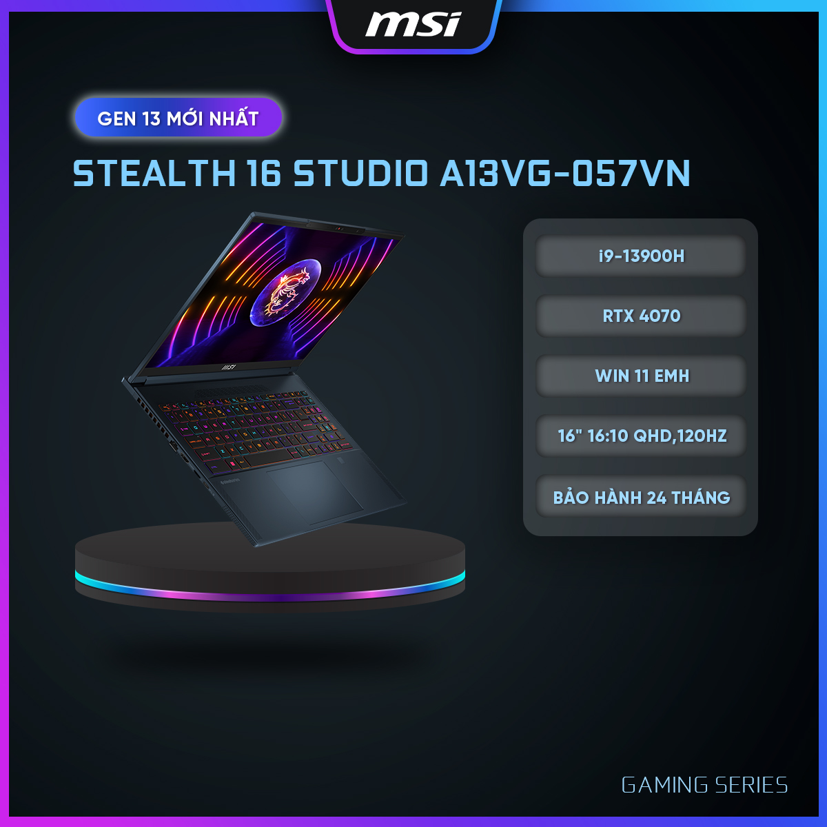 MSI Laptop Stealth 16 Studio A13VG-057VN Intel i9