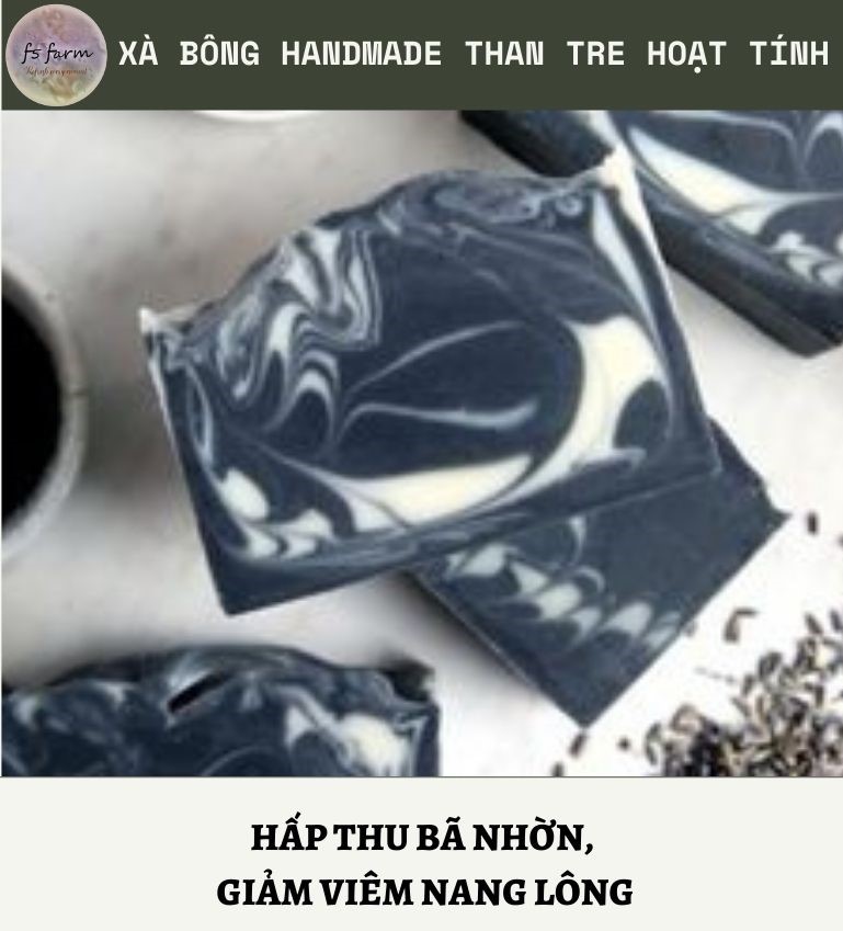 Xà phòng Handmade Xà bông Handmade Than tre thải độc da, quà tặng túi lưới tạo bọt