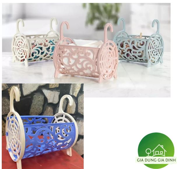 Giỏ 2 móc đa năng Việt nhật màu sắc xinh xắn, nhỏ gọn, decor nhà cửa 3242