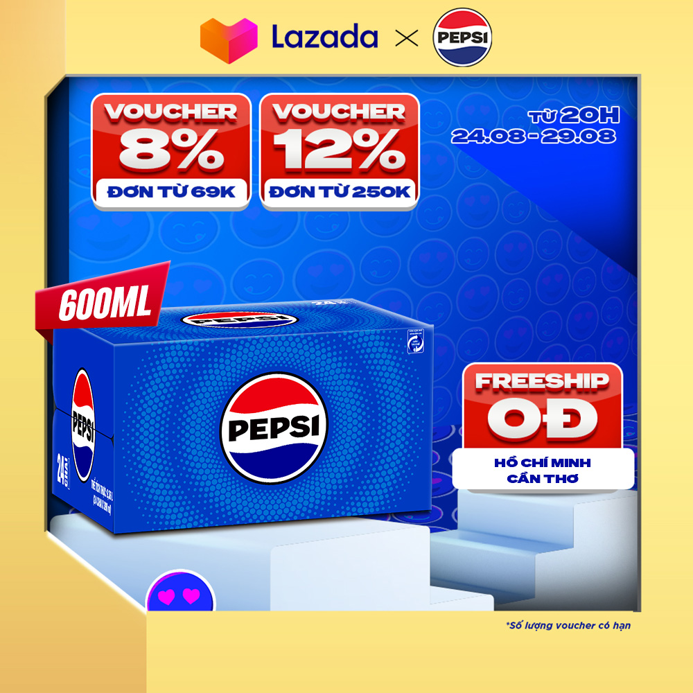 Thùng 24 chai nước ngọt có gaz pepsi