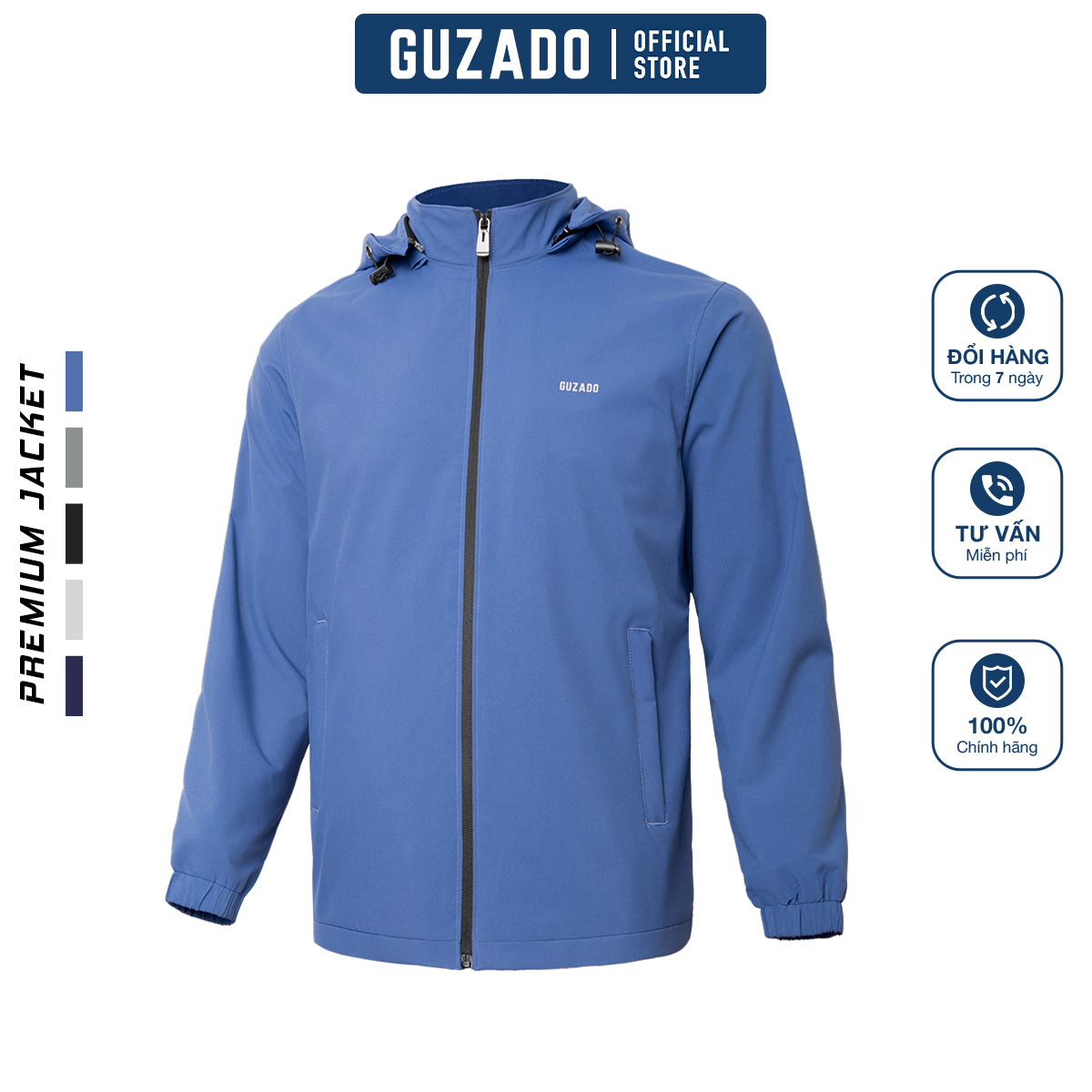 Áo Khoác Gió Nam GUZADO Chống Gió Trượt Nước Form Regular Fit Thiết Kế Basic GKG15