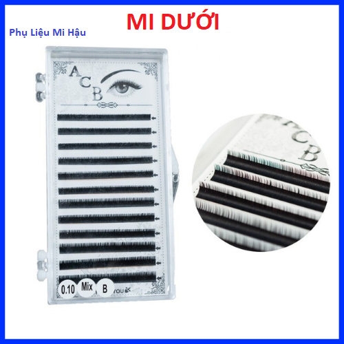 Mi dưới mix _ độ cong b, j _ hộp nối mi dưới_mi khay acb, 1h mix size 5-8mm _phụ liệu mi hậu