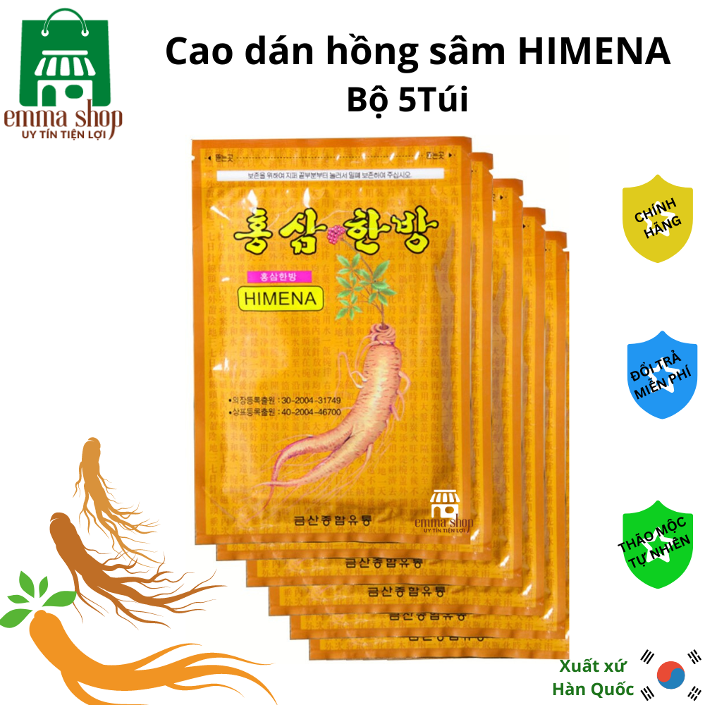 [HCM]Bộ 5 Túi Cao Dán Chiết Xuất Hồng Sâm Himena - Giảm Nhức Mỏi Cơ Xương Khớp