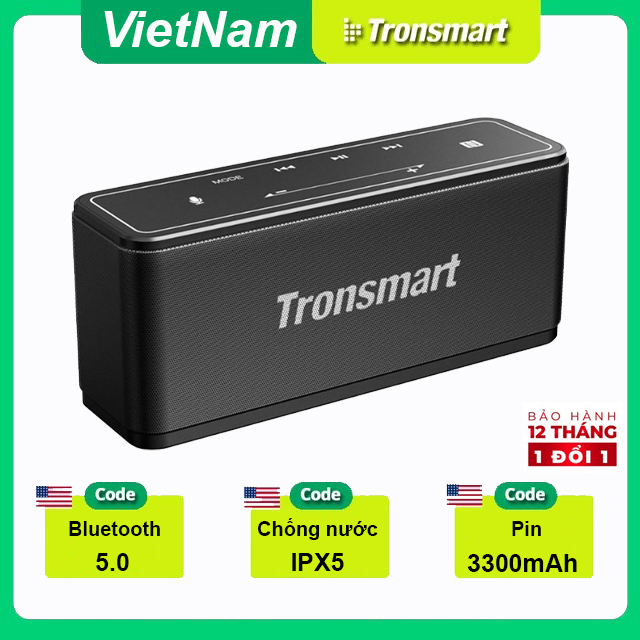 Loa Bluetooth 5.0 Tronsmart Element Mega Công suất 40W Hỗ trợ TWS và NFC ghép đôi 2 loa Âm thanh nổi sống động kết hợp bass mạnh và sâu Có Mic đàm thoại Thời gian nghe nhạc lên tới 24h - BẢO HÀNH 12 THÁNG