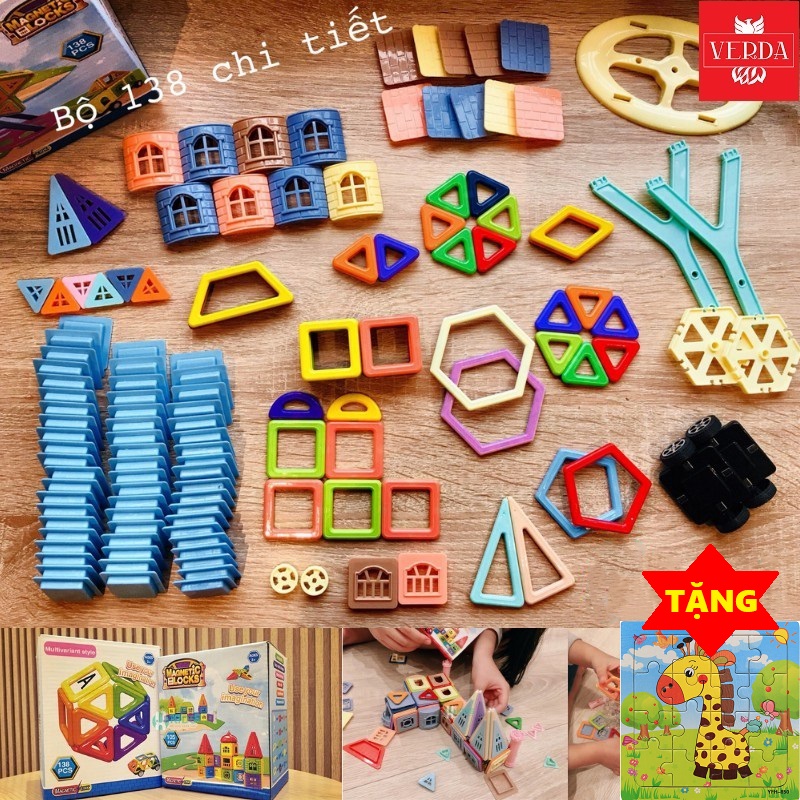Xếp hình nam châm đồ chơi lắp ráp cho bé thông minh 77 105 138 160 204 299 chi tiết trẻ em lắp ghép lego magnetic magnet building blocks