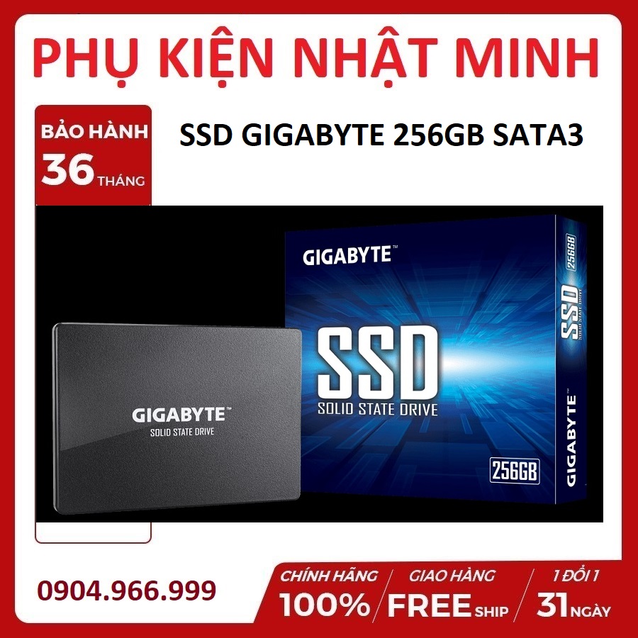 [tặng dây sata] Ổ cứng SSD Gigabyte 256GB SATA 2,5 inch (Đoc 500MB/s, Ghi 420MB/s) Chính hãng bảo hành 36 tháng