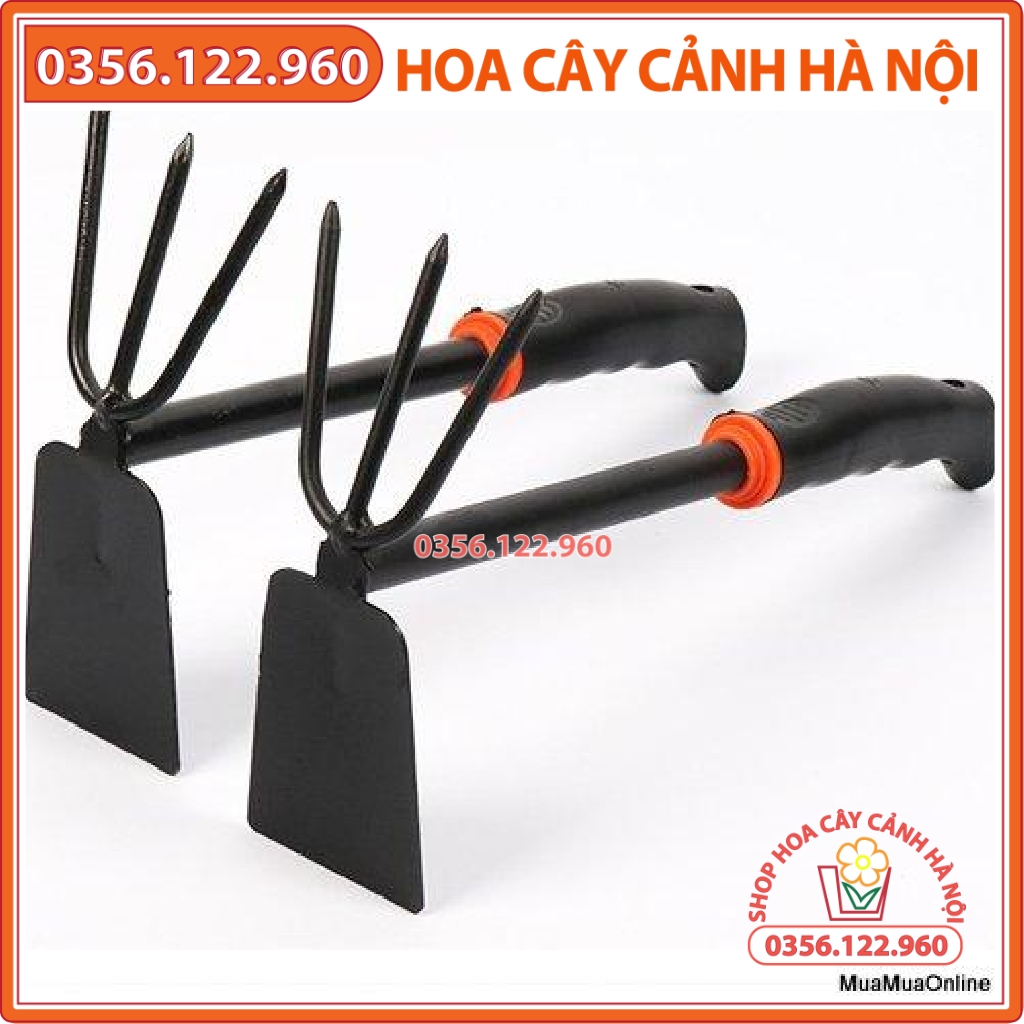 Cuốc cào sới đất 2 đầu mini cán cao su dài 30cm tiện dụng