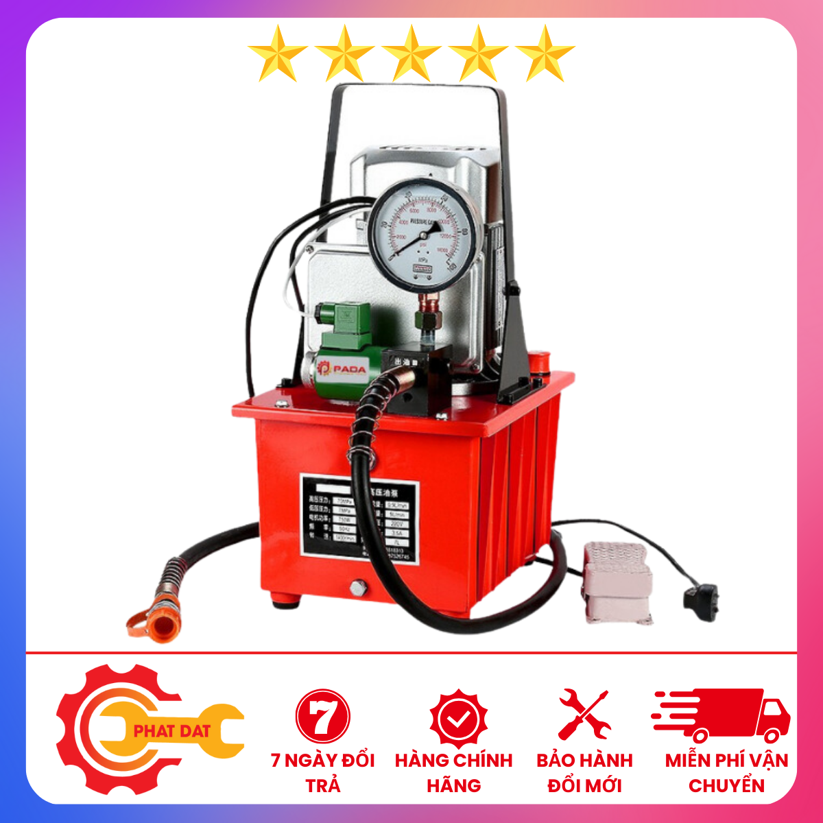 Pada Db075D1 Electric Hydraulic Pump (Hydraulic Power Supply) - 220V Electricity, 750W Capacity, 700 Bar Pressure - 6 Month Warranty Giá 7,990,000 Đồng*Miễn phí vận chuyển