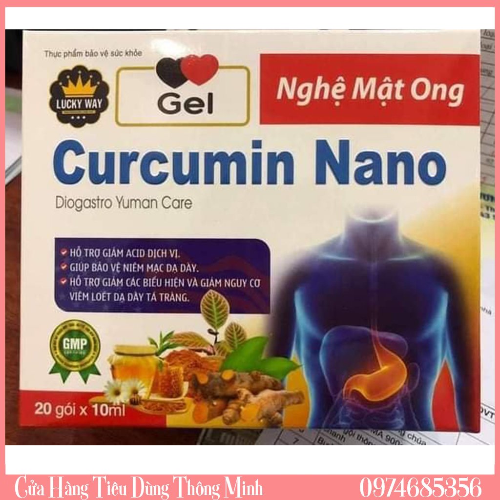 Nghệ mật ong curcumin nano giúp bảo vệ niêm mạc dạ dày hộp 30 gói*5g