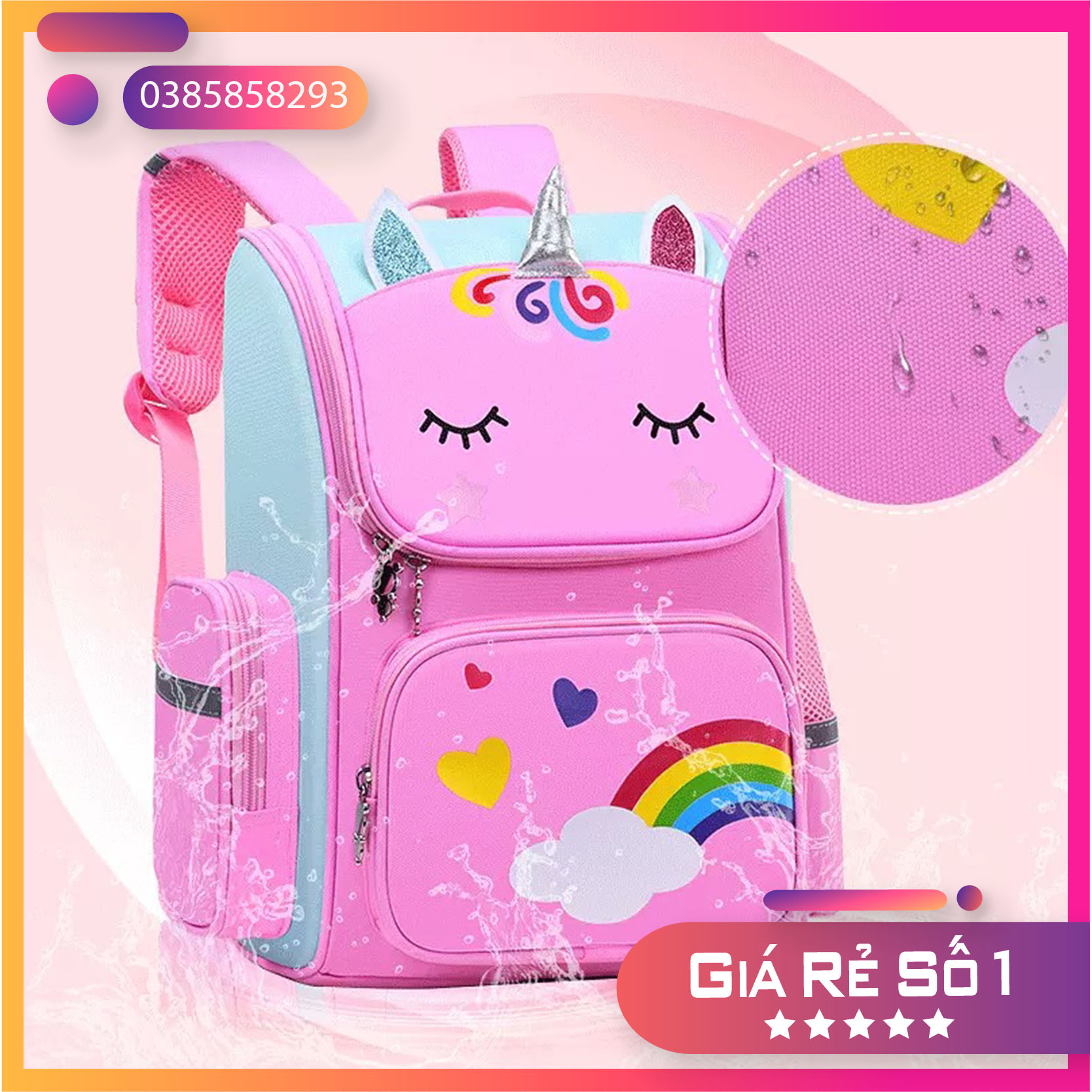 [CAM KẾT CHẤT LƯỢNG] BALO cho bé hình chú Kỳ Lân siêu nghộ nghĩnh-chống gù,chống thấm nước có phản quang cho bé cấp 1,2 từ lớp 3- lớp 7