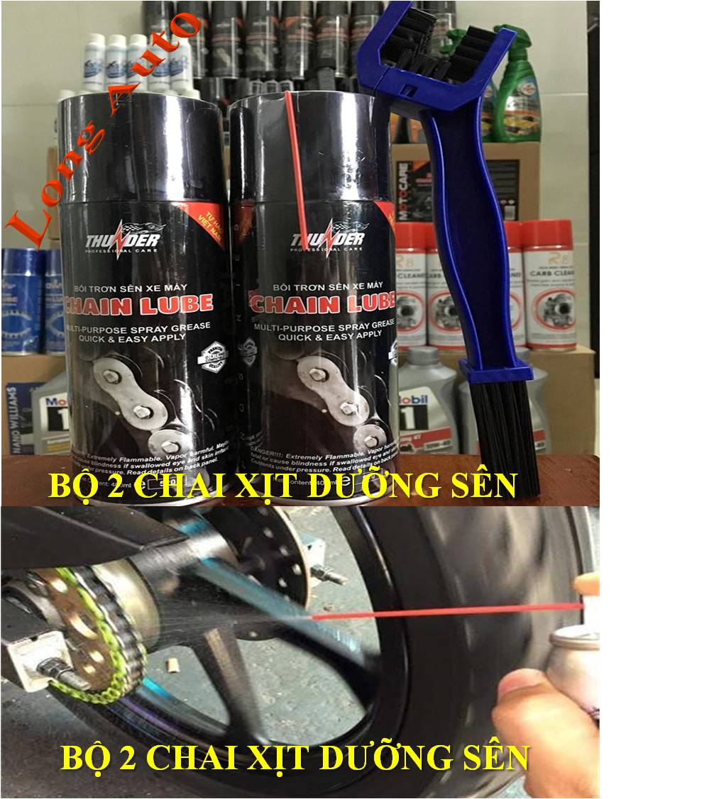 [HCM]Bộ 2 chai bôi trơn bảo dưỡng sên Chain Lube 400m l- Bàn chải 3D cao cấp
