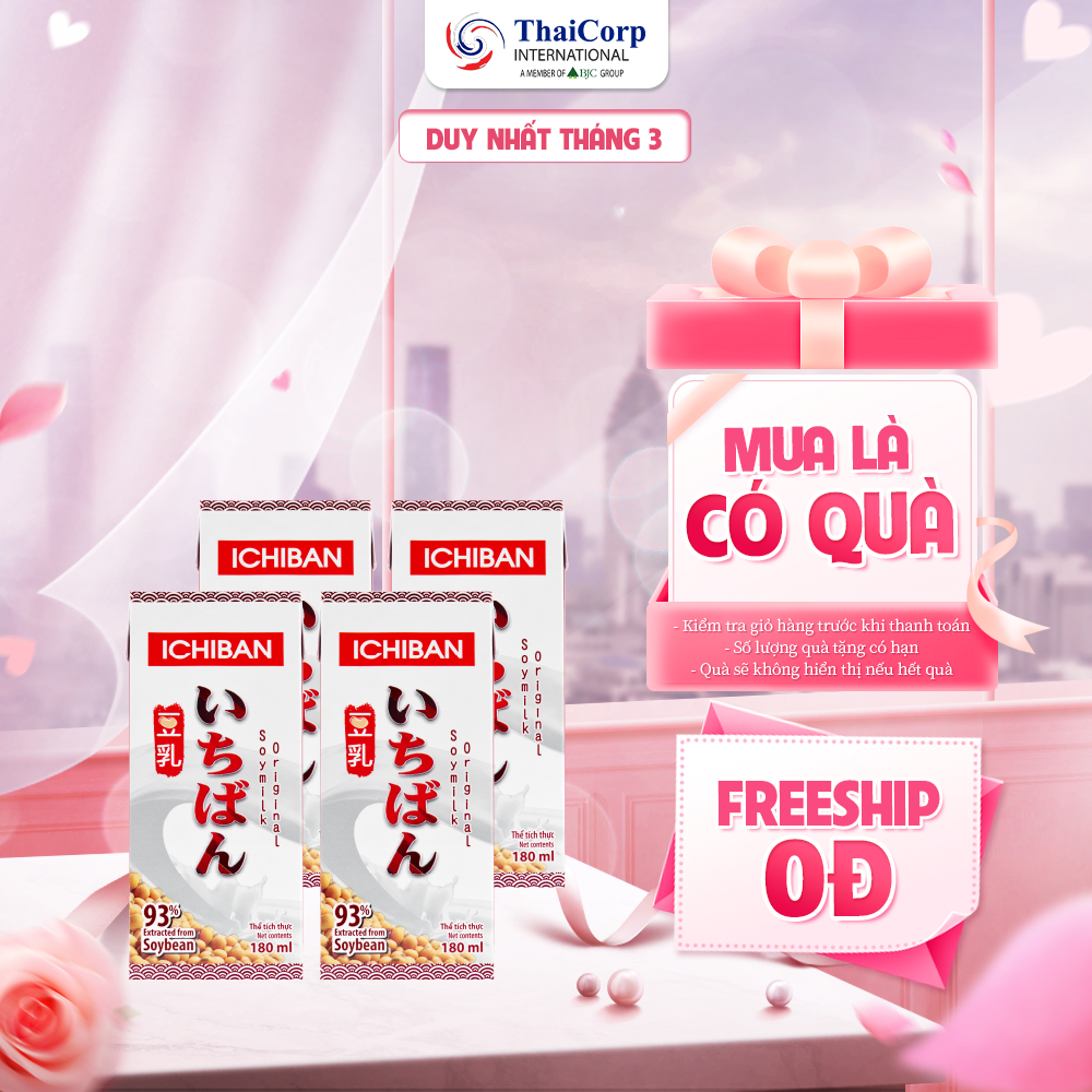 Lốc 4 Hộp Sữa Đậu Nành Nguyên Chất ICHIBAN (180ml/Hộp)