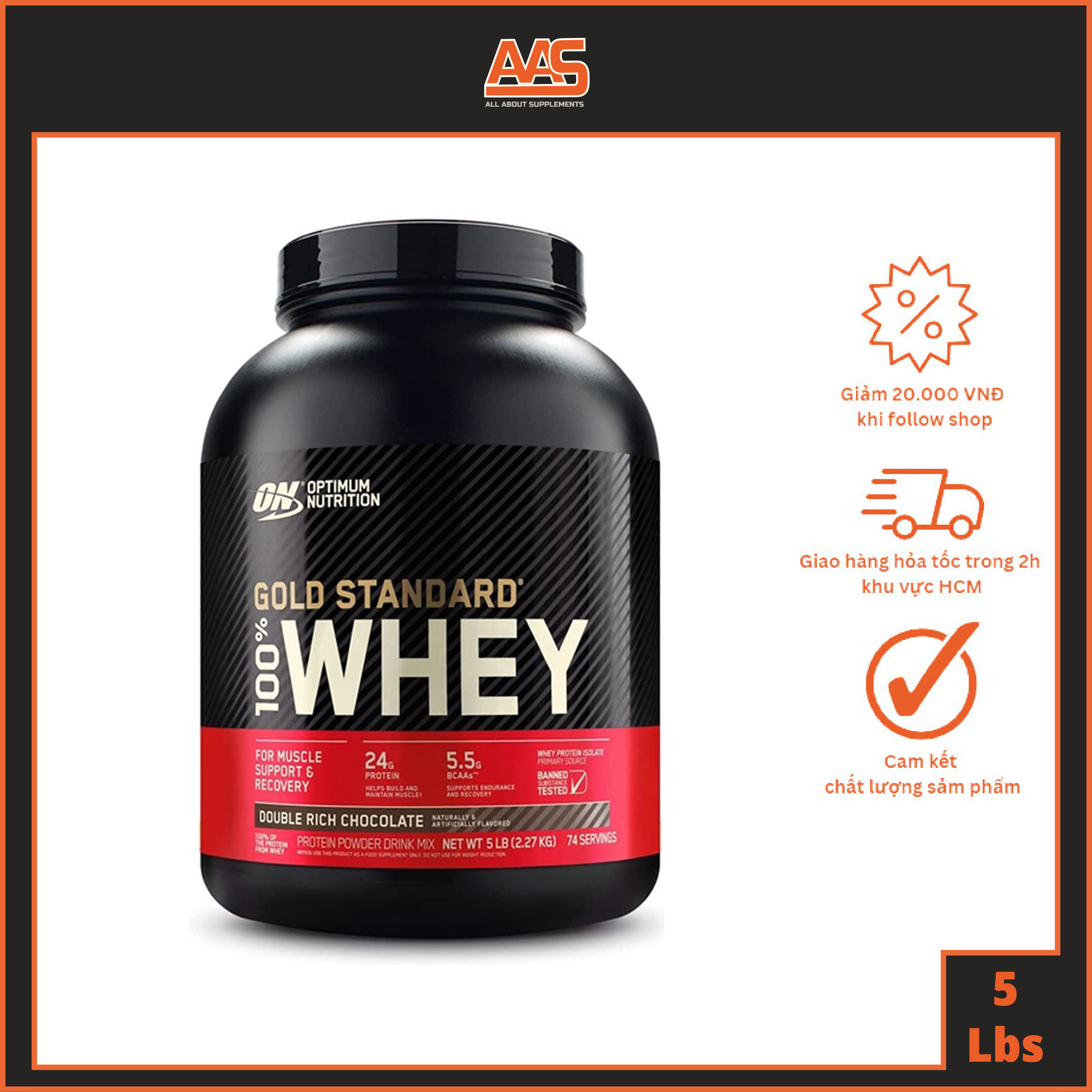 [HCM]WHEY PROTEIN - OPTIMUM NUTRITION - GOLD STANDARD 100% WHEY - 5LBS - Sữa tăng cơ chính hãng từ Mỹ