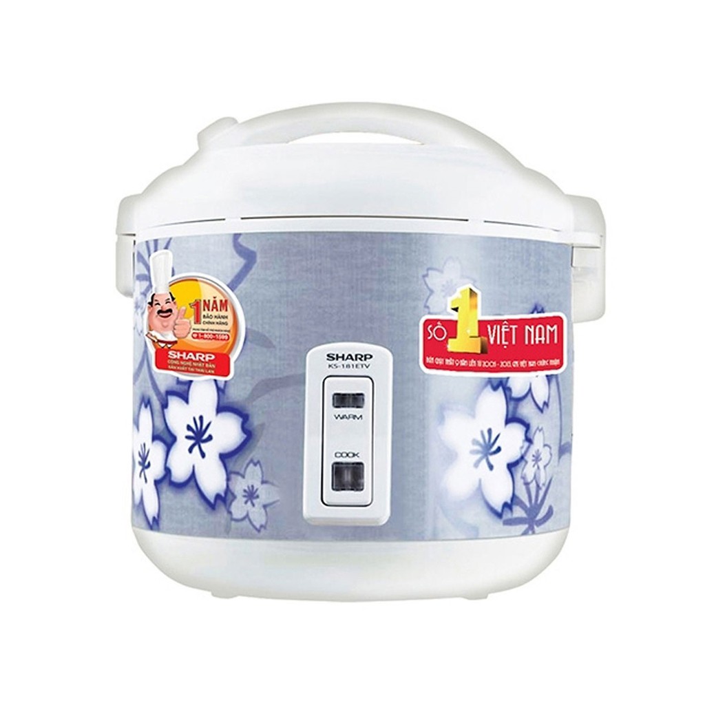 Nồi cơm điện sharp nắp gài ks-n181etv 1,8 lít