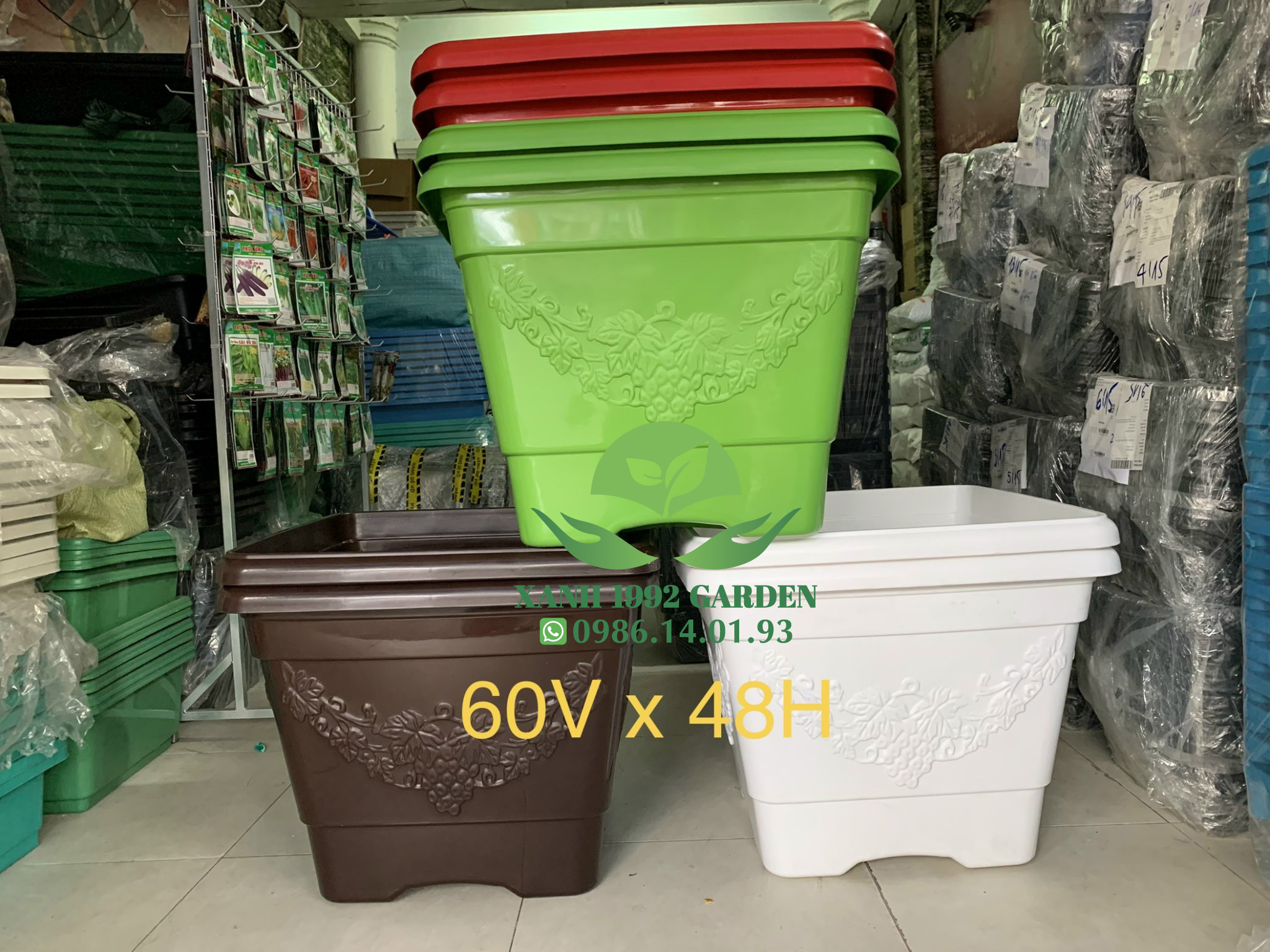 Chậu vuông nhựa cỡ lớn trồng cây ăn trái kt: