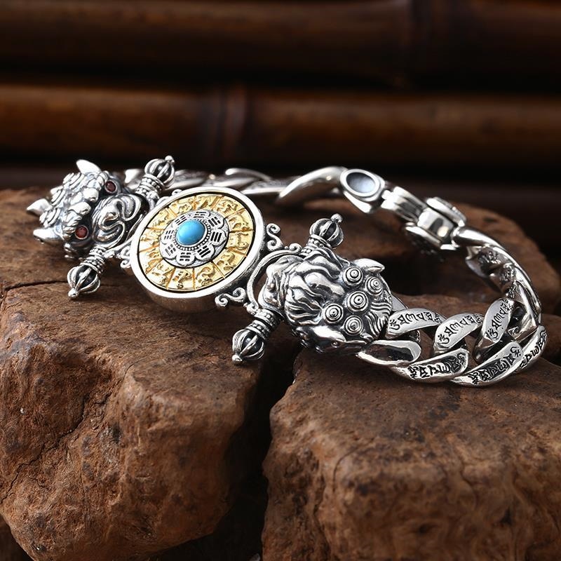 ♞⊙❦ Domineering six words at least a chain ty zodiac turn man bracelet s925 pure ornaments of