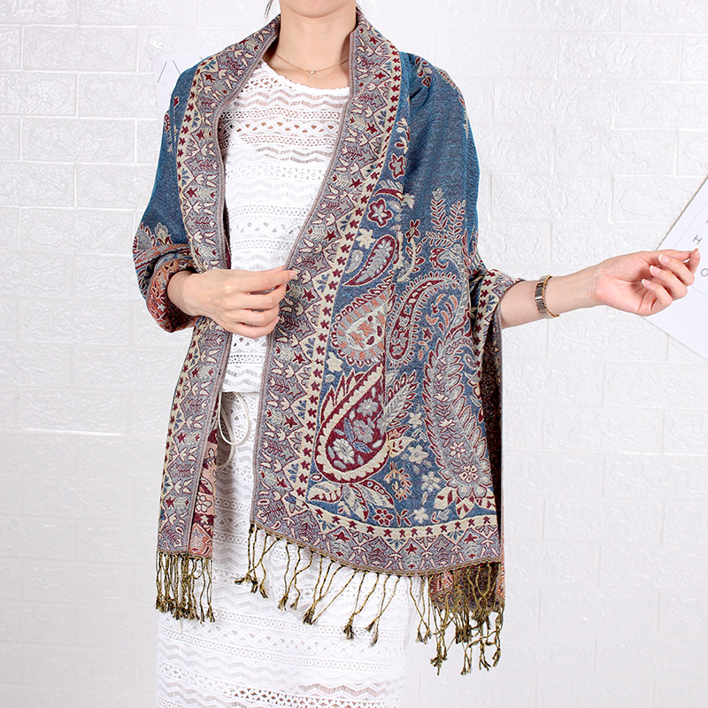 Khăn choàng cổ pashmina thổ cầm hoa hồng 02